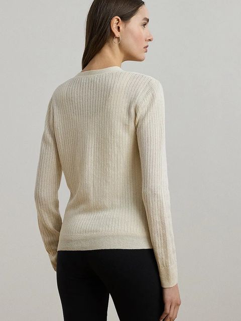 Lauren Ralph Lauren kardigan lniany damski kolor beżowy lekki 200971350 - zdjęcie produktu nr 2