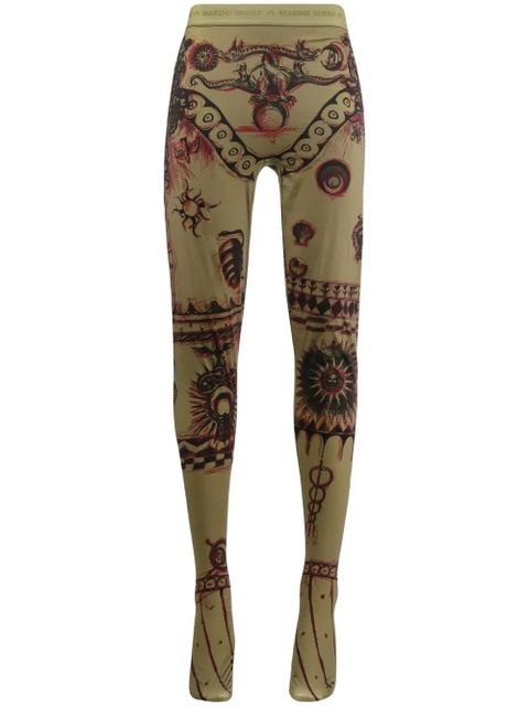 Marine Serre Geotic tattoo-print leggings - Green - zdjęcie produktu nr 1