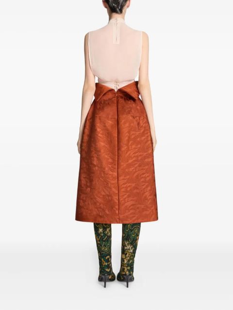 DRIES VAN NOTEN swirl-jacquard midi skirt - Red