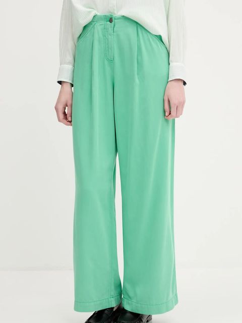 United Colors of Benetton spodnie damskie kolor zielony proste high waist 4LEDDF09O - zdjęcie produktu nr 1