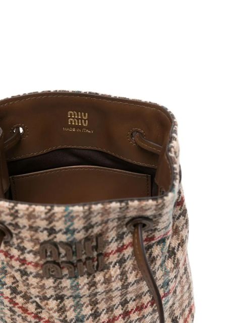 Miu Miu checked logo-appliqué cross body bag - Brown
