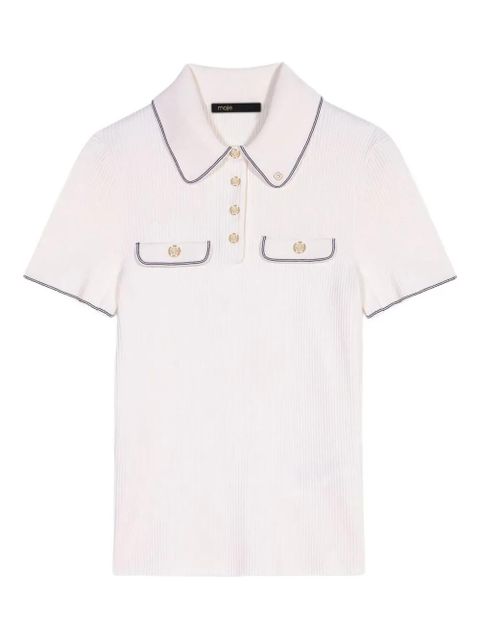 Maje ribbed-knit polo shirt - White - zdjęcie produktu nr 1