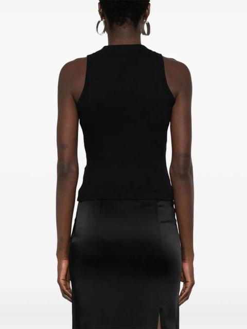 Off-White logo-embroidered ribbed tank top - Black