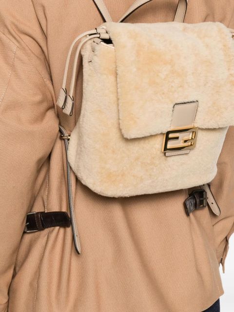 FENDI shearling backpack - Neutrals - zdjęcie produktu nr 2
