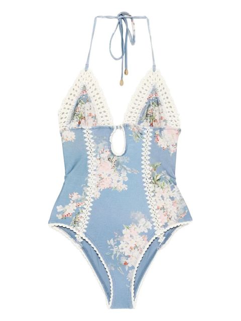ZIMMERMANN Cascadian crochet-detail swimsuit - Blue - zdjęcie produktu nr 1