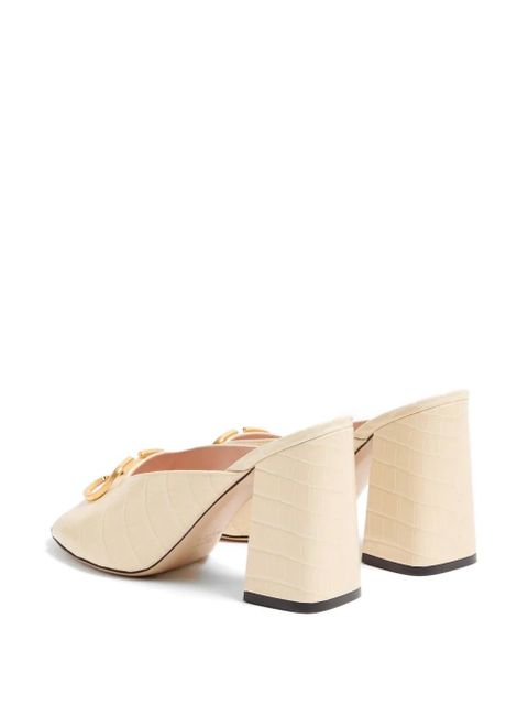 Valentino Garavani VLogo Signature slide sandals in printed calfskin 95MM - Neutrals