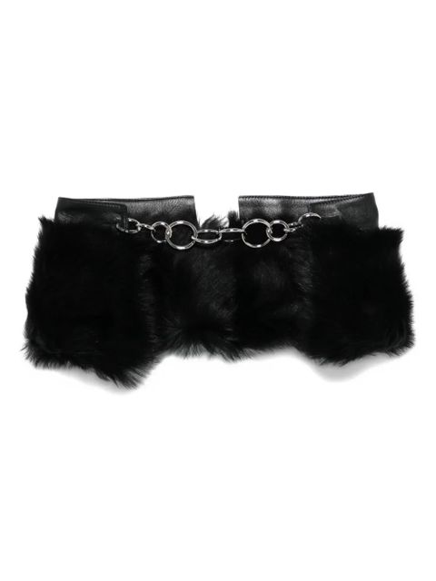 Jil Sander leather fur-trimmed chain scarf - Black - zdjęcie produktu nr 1