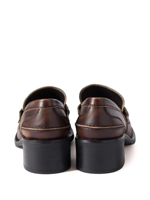 Miu Miu 50mm leather band coin loafers - Brown - zdjęcie produktu nr 2