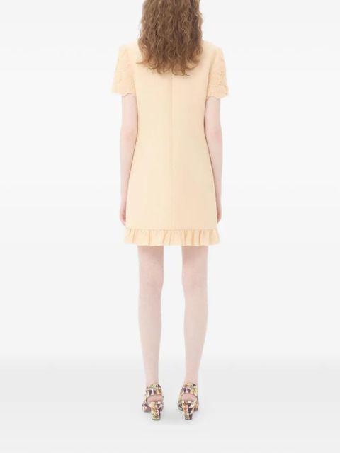 Valentino Garavani lace-embellished ruffled mini dress - Neutrals