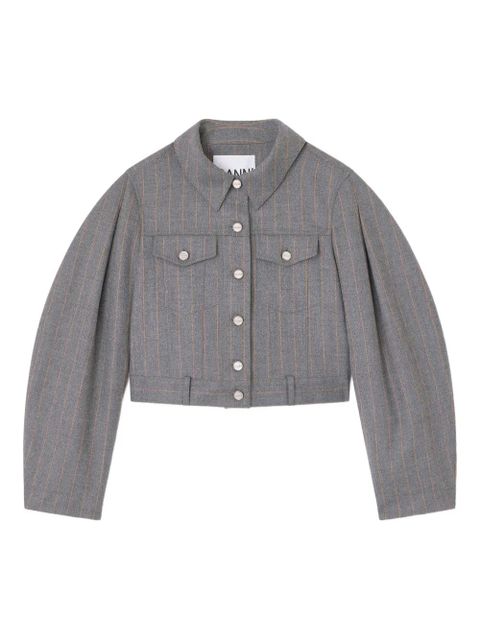 GANNI pinstripe puff-sleeve jacket - Grey - zdjęcie produktu nr 1