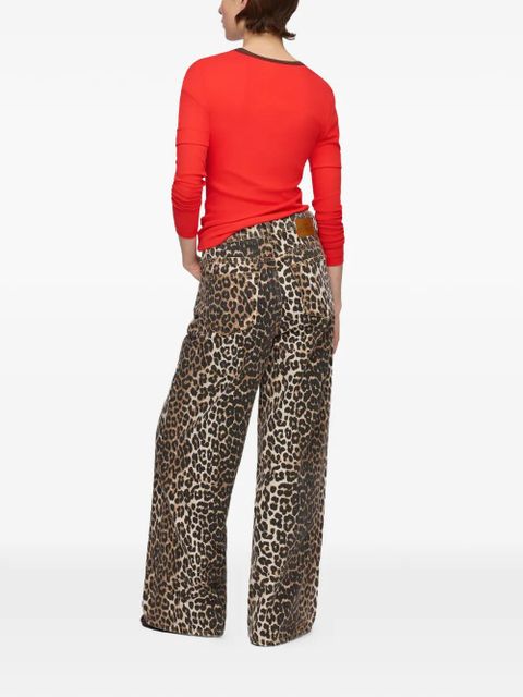 GANNI Lari leopard-print jeans - Brown
