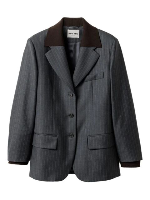 Miu Miu pinstripe lapel jacket - Grey - zdjęcie produktu nr 1
