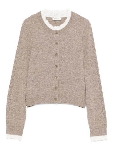 SANDRO lace-trimmed cardigan - Neutrals - zdjęcie produktu nr 1