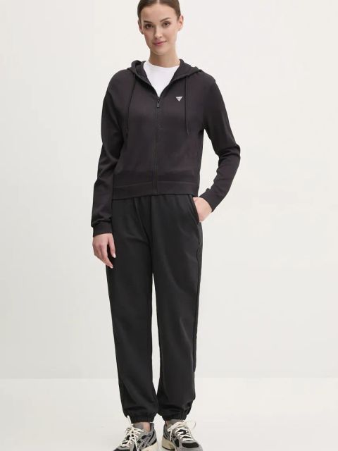 Guess bluza MARTINA damska kolor czarny z kapturem gładka V5RQ07 Z3M50