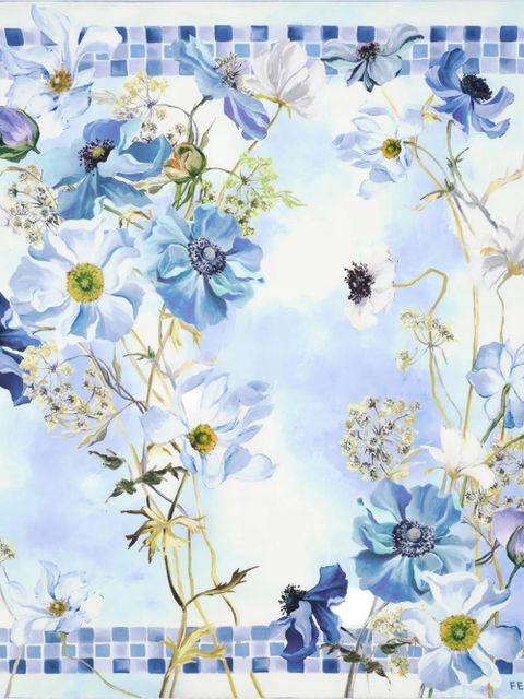 Ferragamo Fiori-print silk scarf - Blue - zdjęcie produktu nr 1