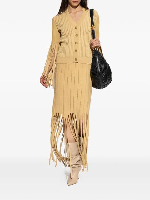 Balmain fringed-sleeve buttoned cardigan - Neutrals - zdjęcie produktu nr 2