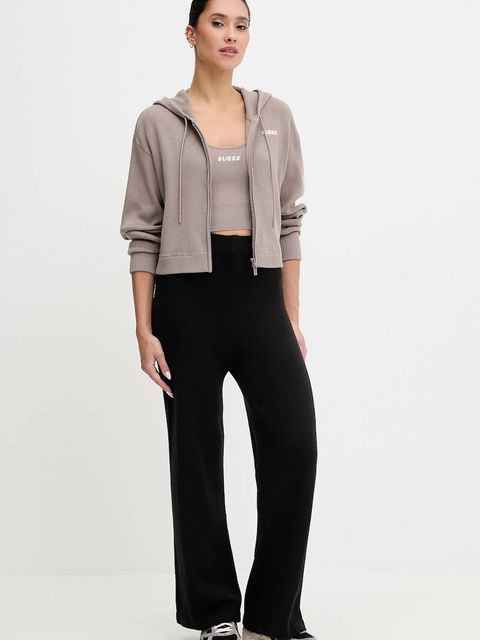 Guess bluza z domieszką wełny FLAMINIA kolor beżowy z kapturem gładka V5BR05 Z3JD2 - zdjęcie produktu nr 2