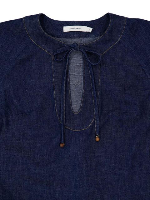 ZIMMERMANN Rhiannon frayed-hem denim dress - Blue