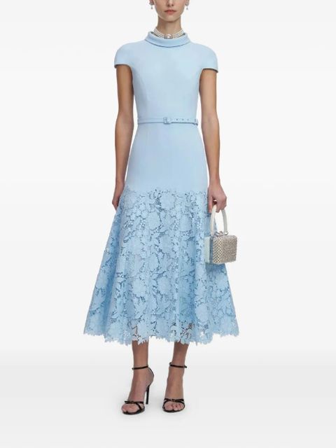 Self-Portrait lace belt midi dress - Blue - zdjęcie produktu nr 1