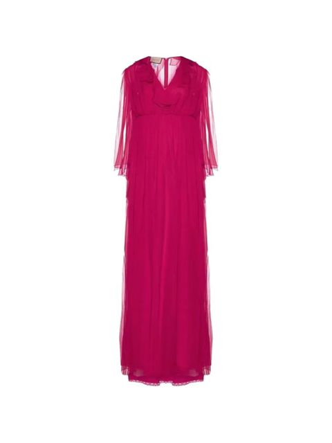 Gucci ruffled silk maxi dress - Pink - zdjęcie produktu nr 1