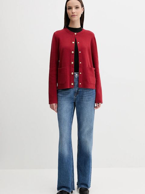 Tommy Hilfiger kardigan dwustronny kolor czerwony lekki WW0WW40846