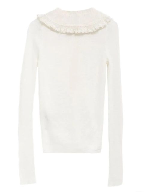 Chloé lace-collar long-sleeve shirt - White - zdjęcie produktu nr 2