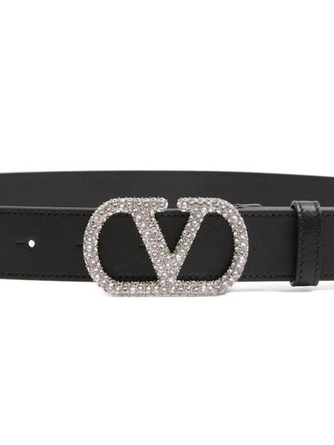 Valentino Garavani VLogo crystal-buckle belt - Black - zdjęcie produktu nr 2