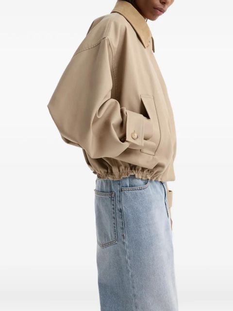 Róhe suede-collar cropped jacket - Neutrals