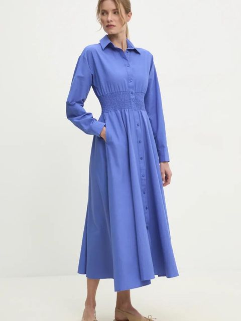 Answear.LAB sukienka kolor granatowy maxi rozkloszowana