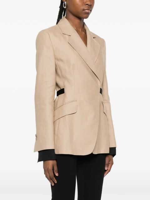 Max Mara Mxsfionda black trim linen blazer - Neutrals