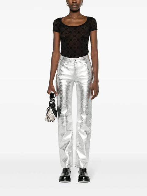 Marine Serre Crescent Moon-motif mesh top - Black