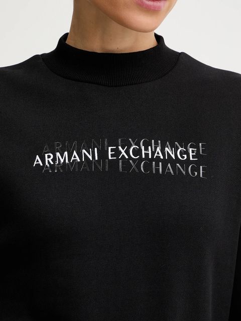 Armani Exchange bluza bawełniana damska kolor czarny z nadrukiem XW000787 AF16141