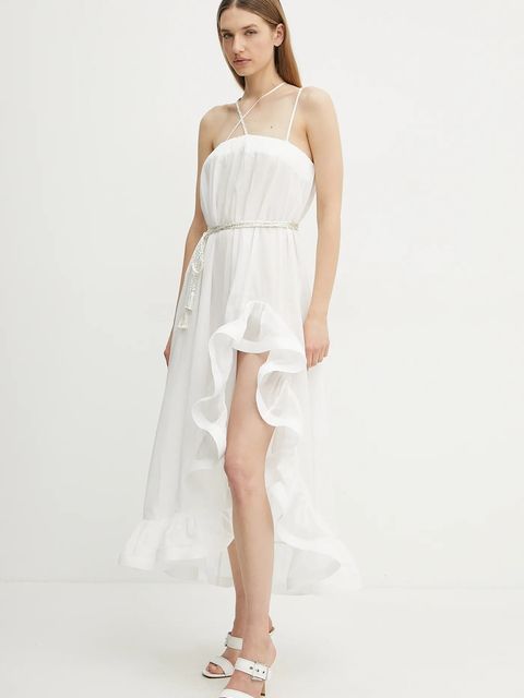 Simona Corsellini sukienka bawełniana kolor biały midi rozkloszowana P25CPAB046 - zdjęcie produktu nr 1