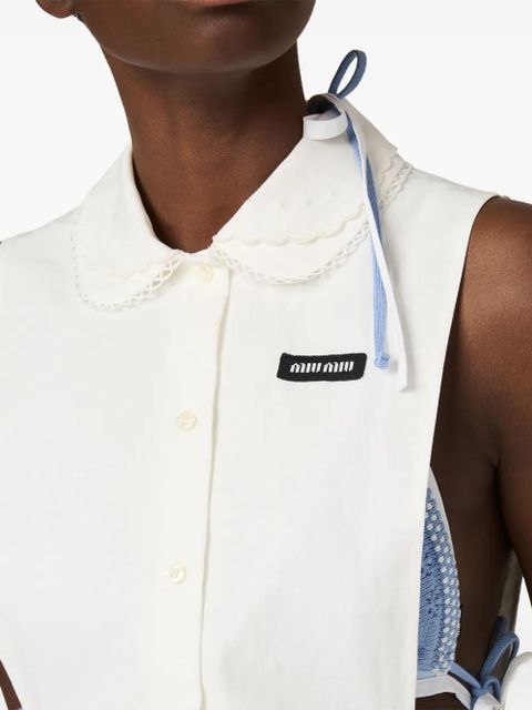 Miu Miu slubbed poplin side-tie shirt - White