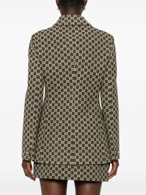 Gucci single-breasted collared tweed jacket - Green
