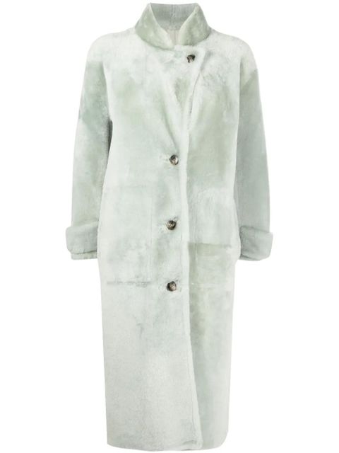 Yves Salomon button-up mid-length coat - Green - zdjęcie produktu nr 1