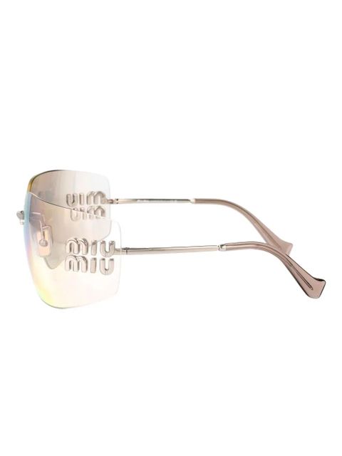 Miu Miu Eyewear logo-plaque geometric sunglasses - Silver