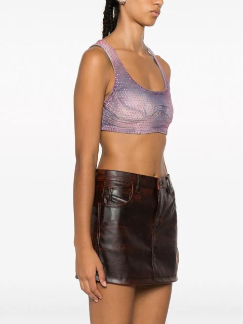 Diesel rhinestone-embellished cropped denim top - Pink