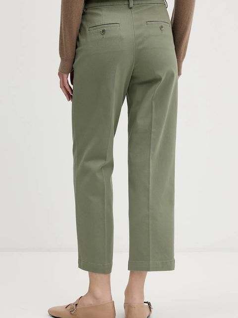 Sisley spodnie damskie kolor zielony proste high waist 4K2ZLF03V