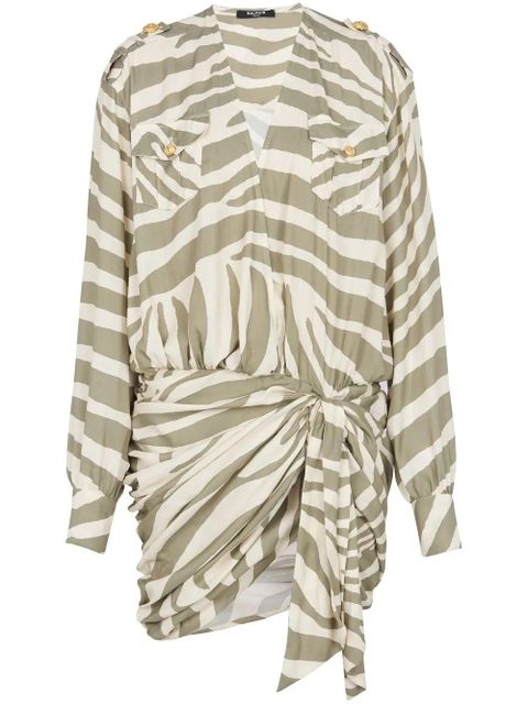 Balmain animal-print shirt dress - Neutrals