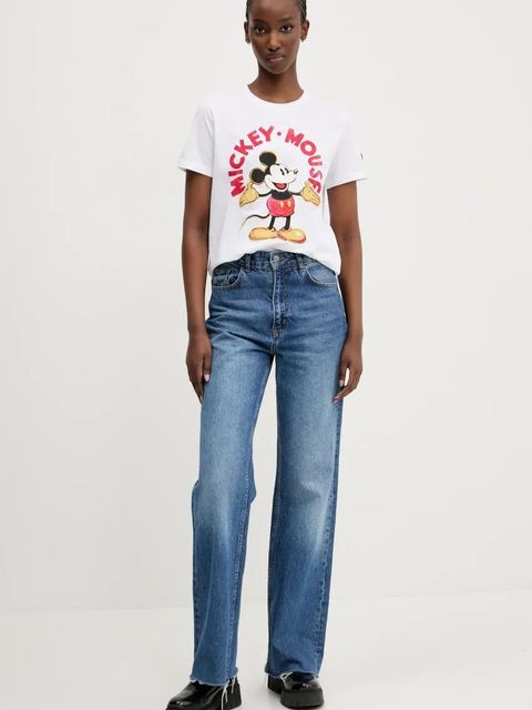 Desigual t-shirt bawełniany MICKEY MOUSE damski kolor biały 25SWTKAI
