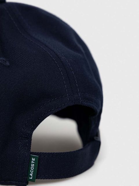 Lacoste czapka z daszkiem bawełniana kolor granatowy gładka - zdjęcie produktu nr 2