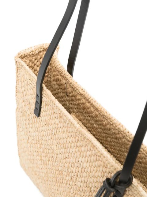 Manebi Inez raffia charm-detail shoulder bag - Neutrals