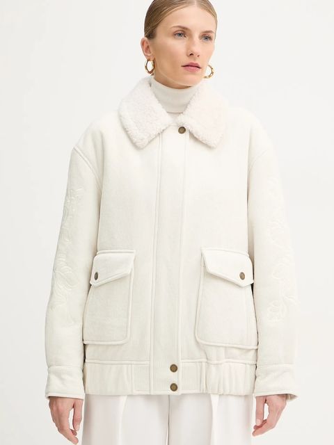 ERMANNO Firenze kurtka sztruksowa kolor beżowy przejściowa 57TD034E91 - zdjęcie produktu nr 1