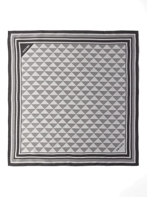 Prada Symbole geometric-motif-printed silk scarf - Grey - zdjęcie produktu nr 1