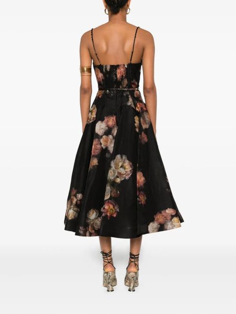 ZIMMERMANN Hypnotic Twist floral-print midi dress - Black