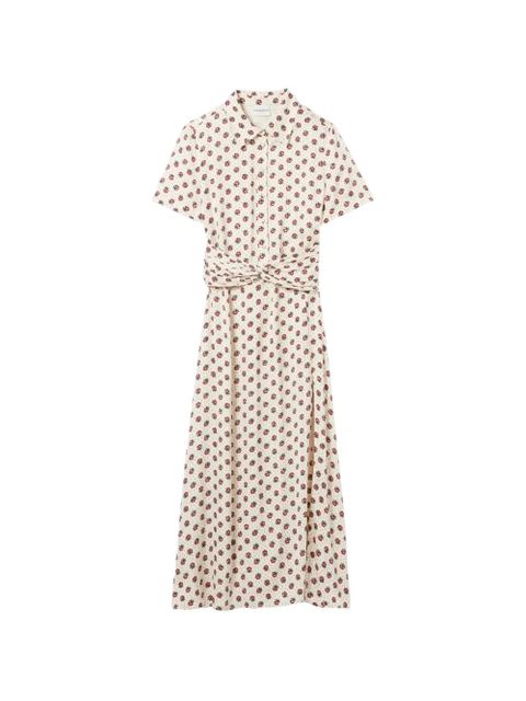 Claudie Pierlot floral knotted midi dress - Neutrals - zdjęcie produktu nr 1