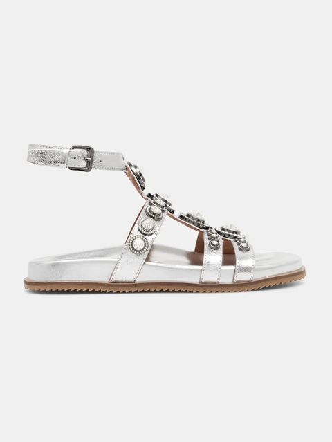 Kurt Geiger London sandały skórzane Octavia Flexi Gladiator damskie kolor srebrny 4369063109
