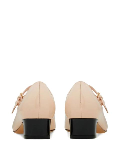 Ferragamo Vara Bow two-strap block-heel pumps - Neutrals