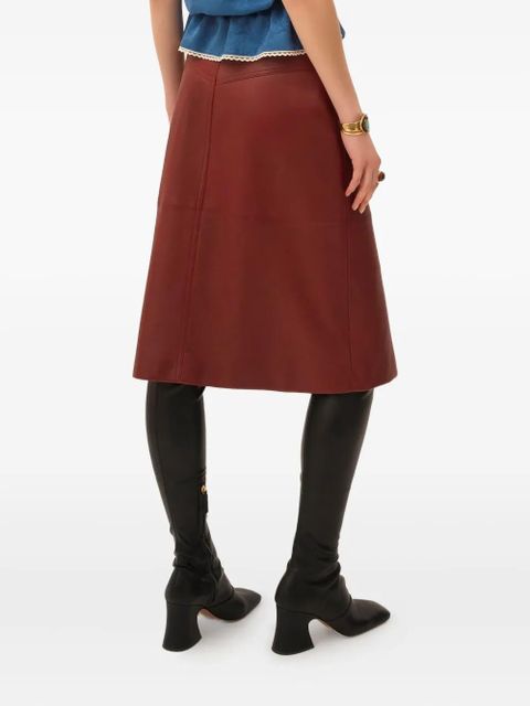 Chloé pocketed leather midi straight skirt - Red